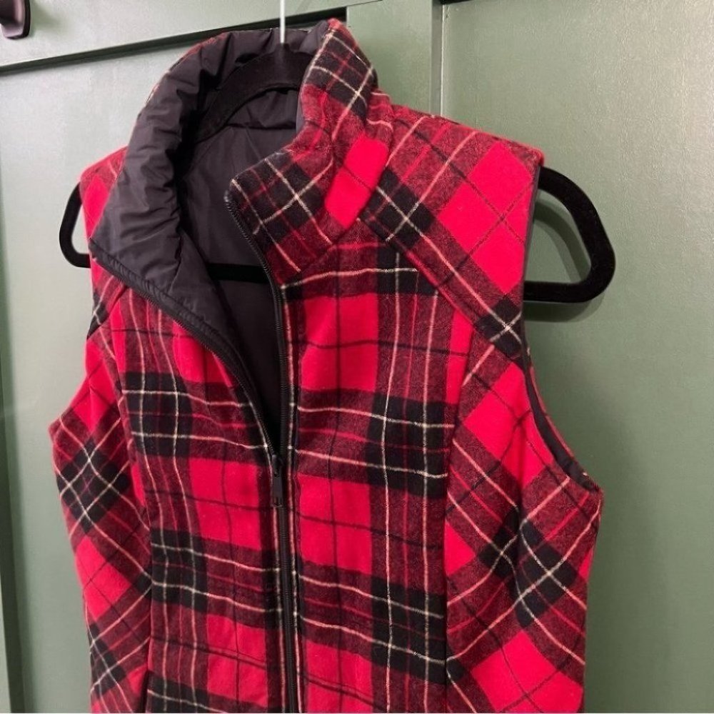 Pendleton Petites Red Wool Plaid Reversible Vest - Picture 2 of 12
